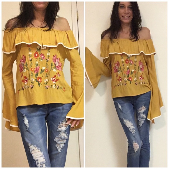 Mustard Embroidered Top - Picture 3 of 3